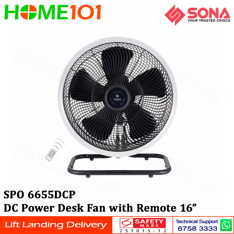 Sona DC Power Desk Fan with Remote 16" SPO 6655DCP