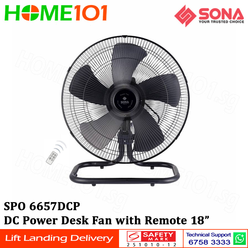 Sona DC Power Desk Fan with Remote 18" SPO 6657DCP