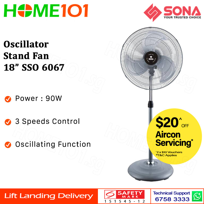 Sona Oscillator Stand Fan 18" SSO 6067