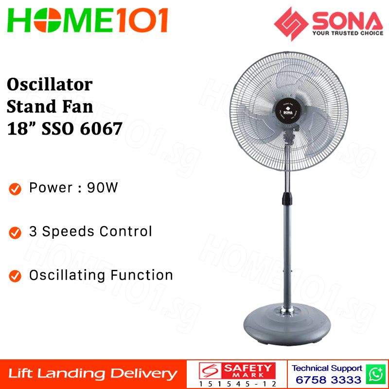 Sona Oscillator Stand Fan 18" SSO 6067