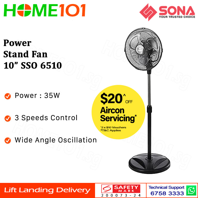 Sona Power Stand Fan 10" SSO 6510
