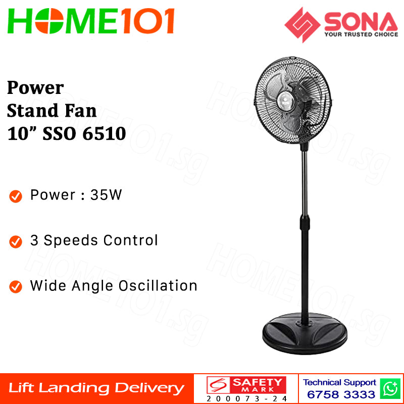 Sona Power Stand Fan 10" SSO 6510