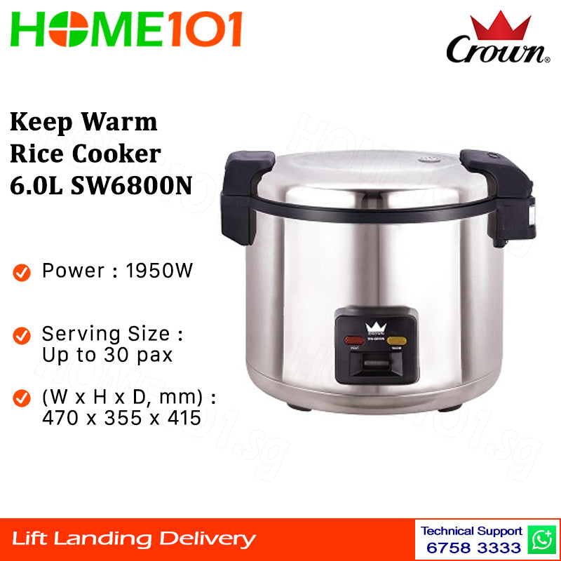 Crown Commerical Keep Warm Rice Cooker 6.0L SW6800N || SW-6800N