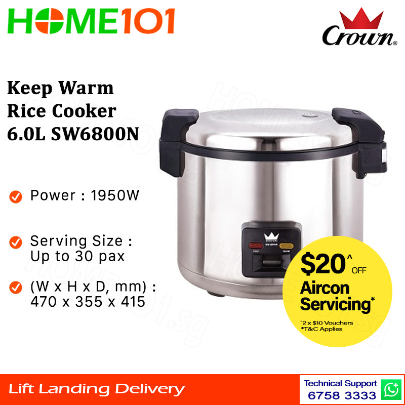 Crown Commerical Keep Warm Rice Cooker 6.0L SW6800N || SW-6800N