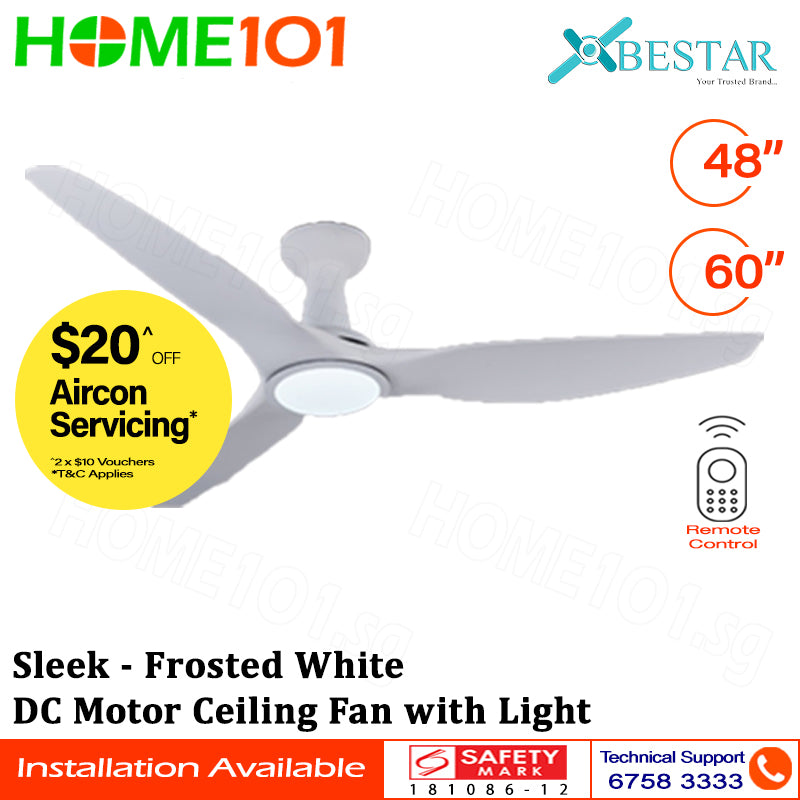 Bestar DC Motor Ceiling Fan with Remote Control & LIght 48”/60” Sleek