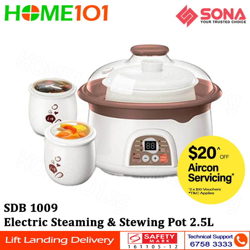 Sona Electric Steaming & Stewing Cooker Pot 2.5L SDB 1009