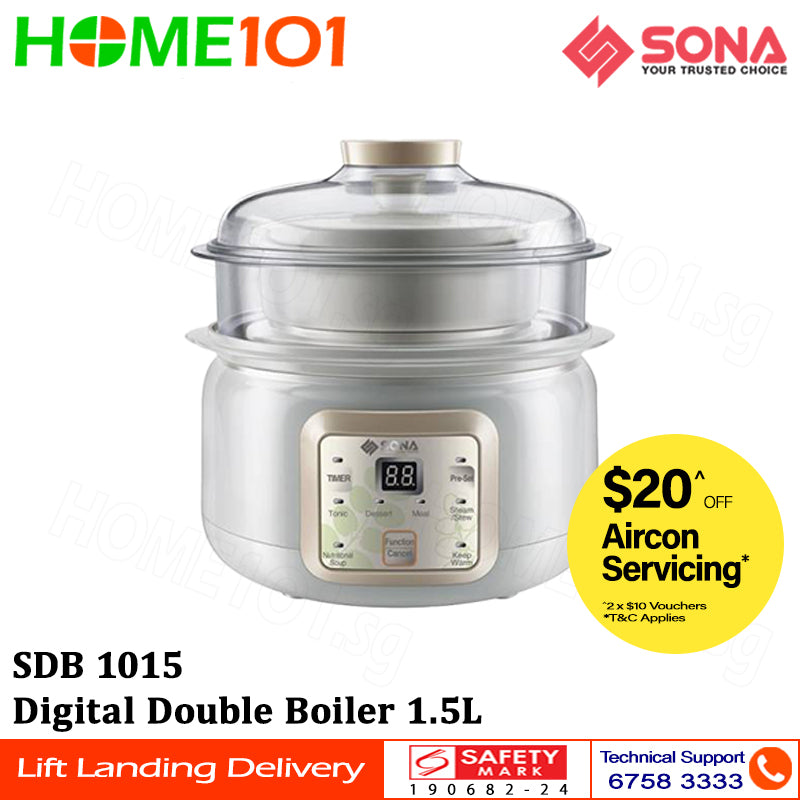 Sona Digital Double Boiler Cooker 1.5L SDB 1015