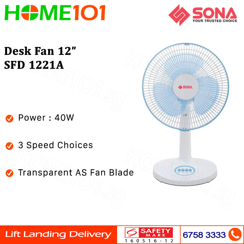 Sona Desk Fan 12" SFD 1221A