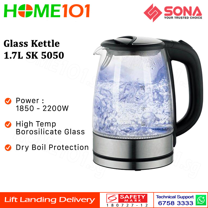 Sona Borosilicate Glass Kettle 1.7L SK 5050