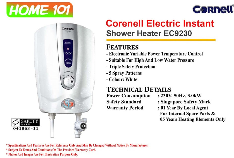 Cornell Electric Instant Shower Heater EC9230