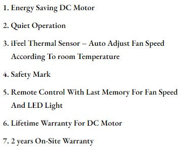 ($1 REPLACEMENT) Bestar DC Motor Ceiling Fan with Remote Control, Light & WiFi 38”/48”/58” Star-5