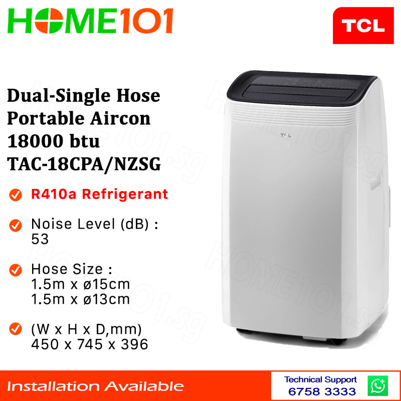 TCL Dual Hose to Single Hose Portable Aircon 18000BTU TAC-18CPA/NZSG