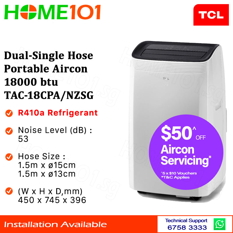 TCL Dual Hose to Single Hose Portable Aircon 18000BTU TAC-18CPA/NZSG