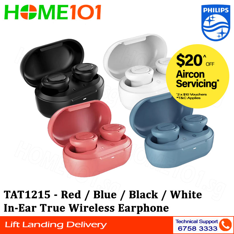 Philips In-Ear True Wireless Earphone TAT1215 - TAT1215BK/97 || TAT1215WT/97 || TAT1215RD/97 || TAT1215BL/97