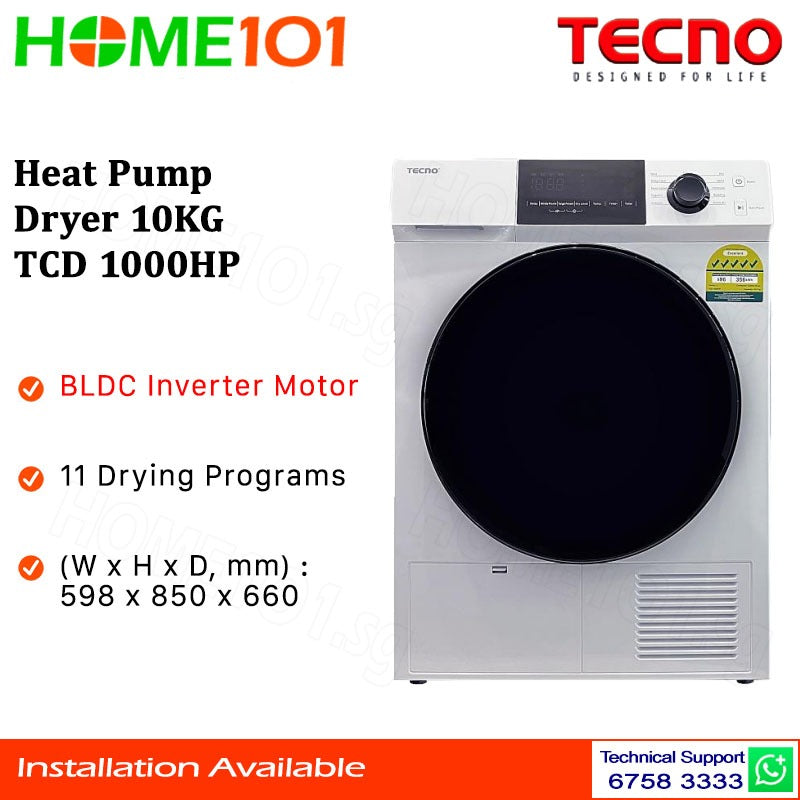 Tecno Heat Pump Dryer 10KG TCD 1000HP