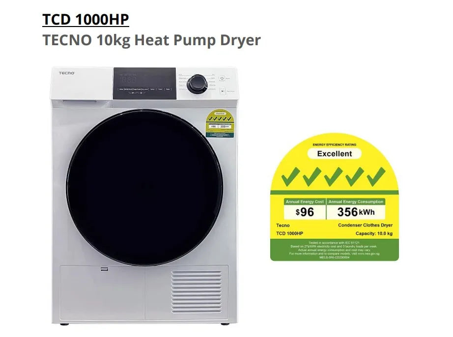 Tecno Heat Pump Dryer 10KG TCD 1000HP