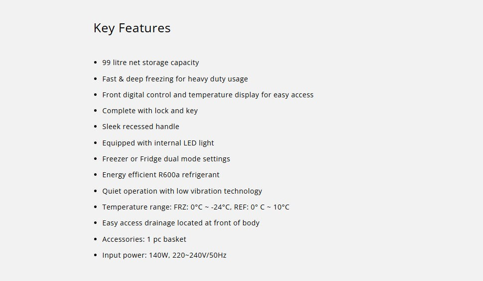 Tecno Chest Freezer with Digital Control 99L TCF 136R | TCF136R
