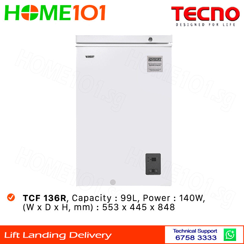 Tecno Chest Freezer with Digital Control 99L TCF 136R | TCF136R