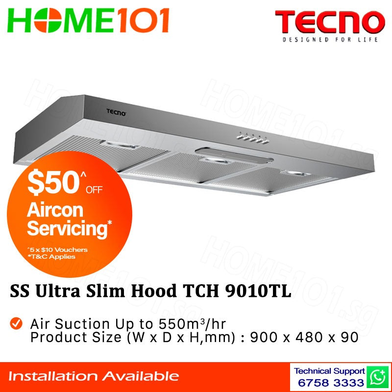 Tecno Stainless Steel Ultra Slim Hood 90cm TCH 9010TL