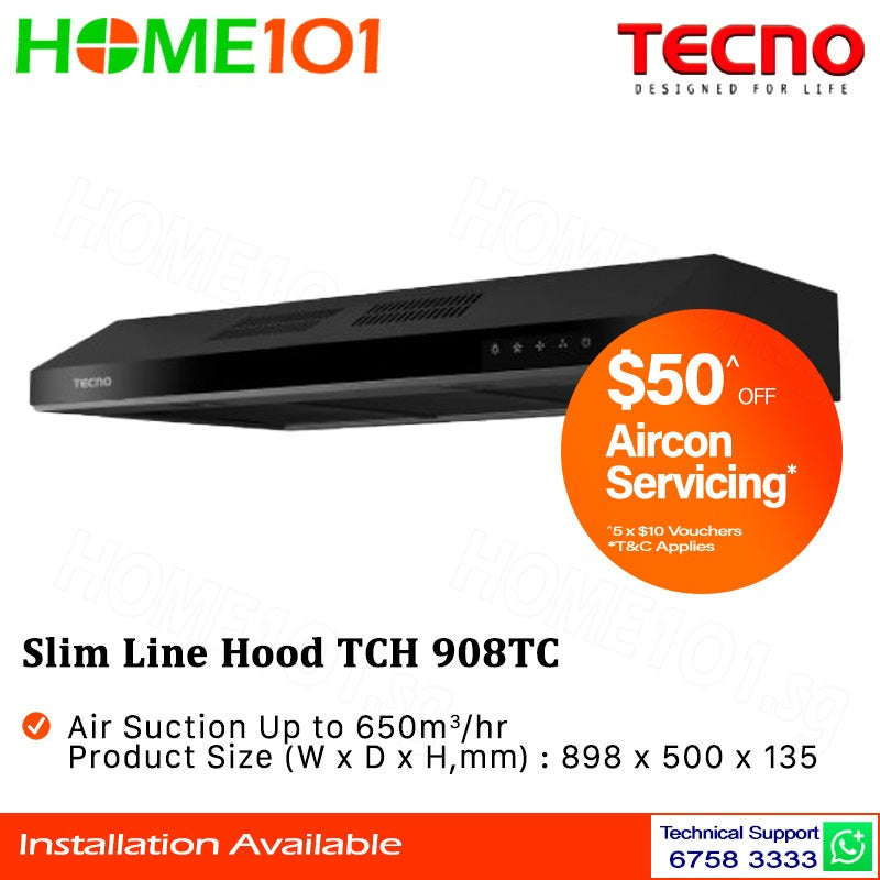 Tecno Slimline Hood 90cm TCH 908SS / TCH908TC