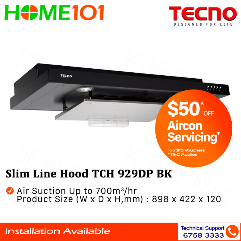 Tecno Slimline Hood with Dyna-X Motor 90cm TCH 929DP