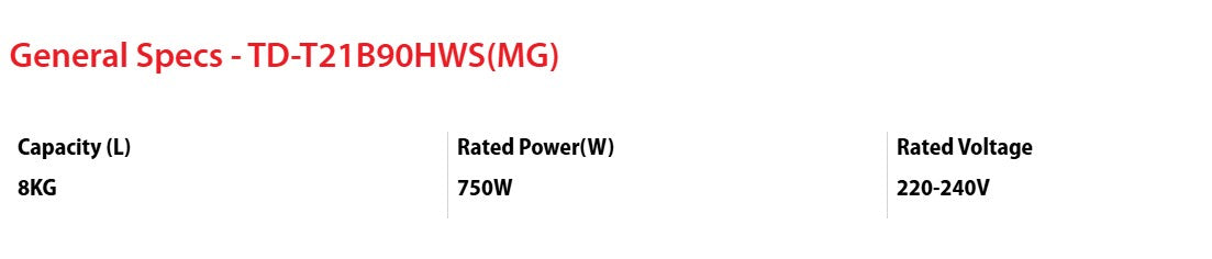 Toshiba Heat Pump Dryer 8.0KG TD-T21B90HWS(MG)