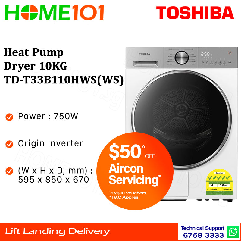 Toshiba Heat Pump Dryer 10KG TD-T33B110HWS(WS)