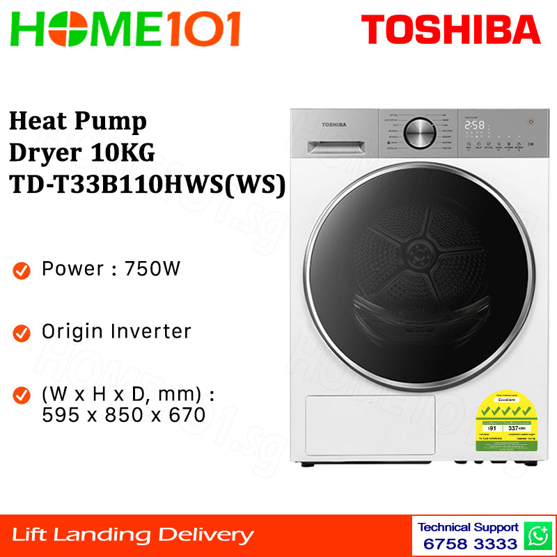 Toshiba Heat Pump Dryer 10KG TD-T33B110HWS(WS)