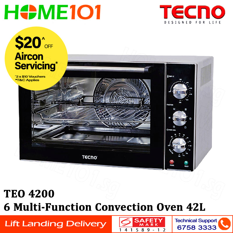 Tecno 6 Multi Function Electric Oven 42L TEO 4200