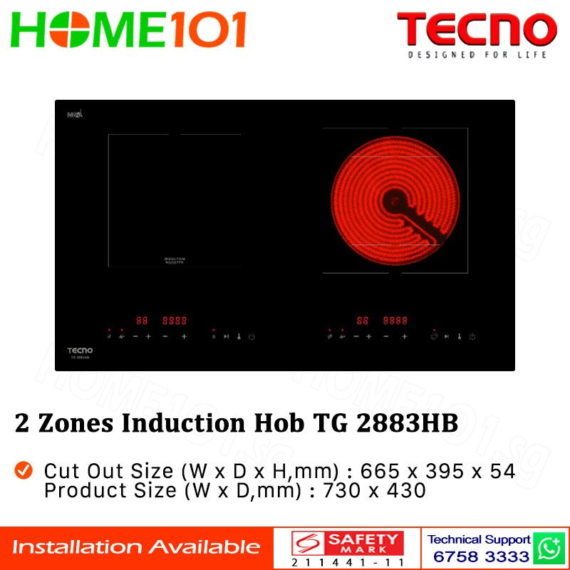 Tecno Built-In Induction Hob 2 Zones TG 2883HB - FREE INSTALLATION