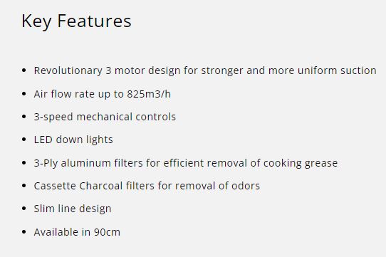 Tecno Slim Line Cooker Hood 90cm TH 979-3M