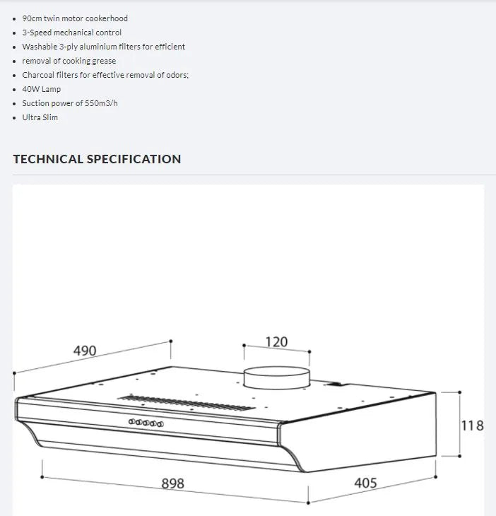 Tecno Ultra Slim Hood TH 918T