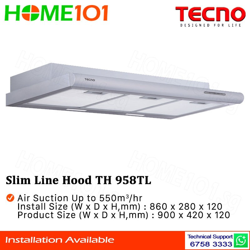Tecno Slim Line Cooker Hood 90cm TH 958TL || TH 958T