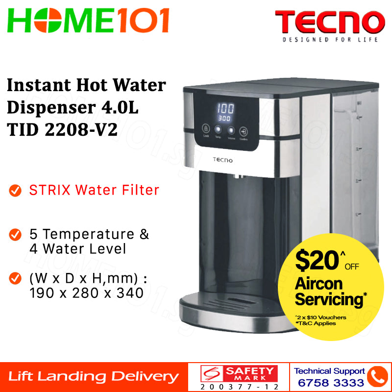 Tecno Instant Hot Water Dispenser 4.0L TID 2208-V2