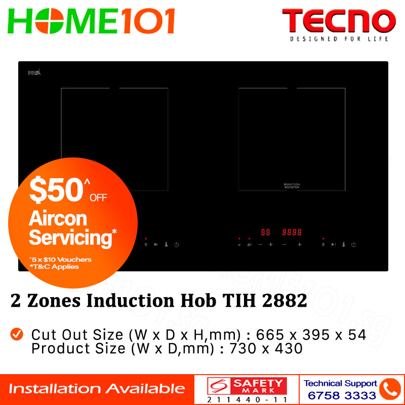 Tecno Built-In Induction 2 Zones Hob TIH 2882 - FREE INSTALLATION