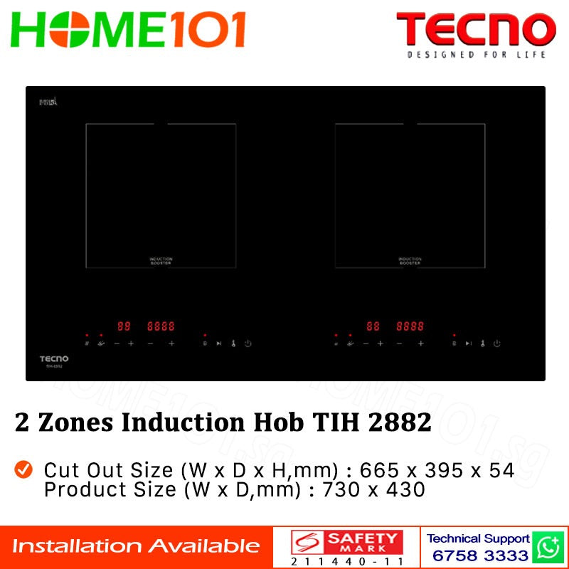 Tecno Built-In Induction 2 Zones Hob TIH 2882 - FREE INSTALLATION