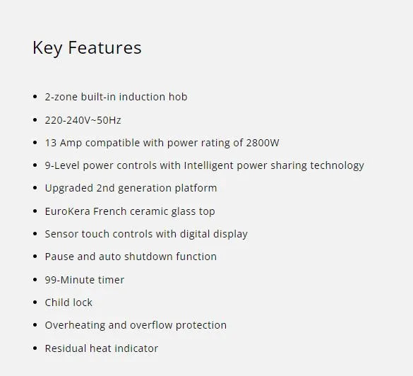 Tecno Built-In Induction 2 Zones Hob TIH 3000 - FREE INSTALLATION