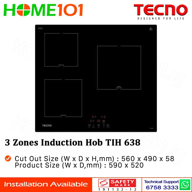 Tecno Built-In Induction Hob 3 Zones TIH 638 - FREE INSTALLATION