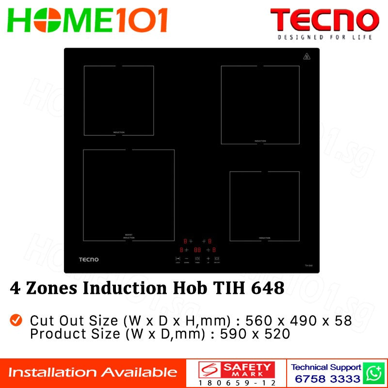Tecno Induction Hob 4 Zones TIH 648 - FREE INSTALLATION
