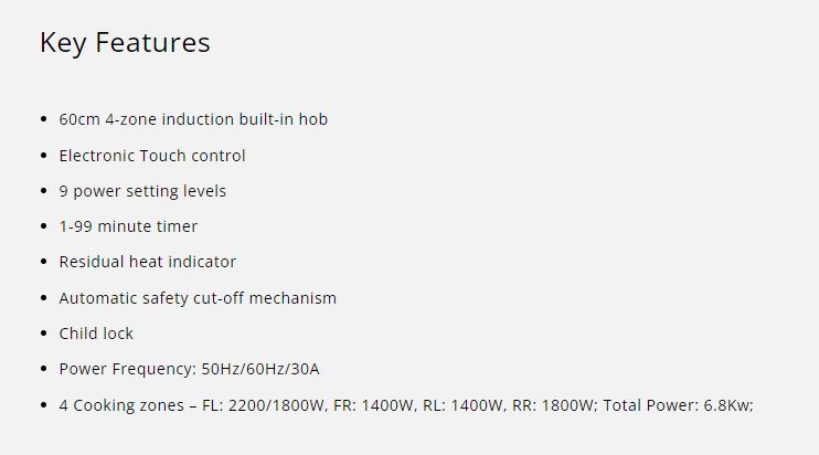 Tecno Induction Hob 4 Zones TIH 648 - FREE INSTALLATION