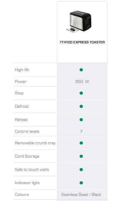 Tefal Express 2 Slots Toaster TT410D || TT410