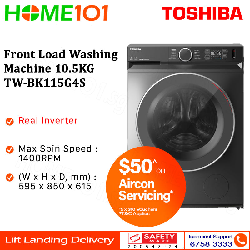 Toshiba Front Load Washing Machine 10.5KG TW-BK115G4S