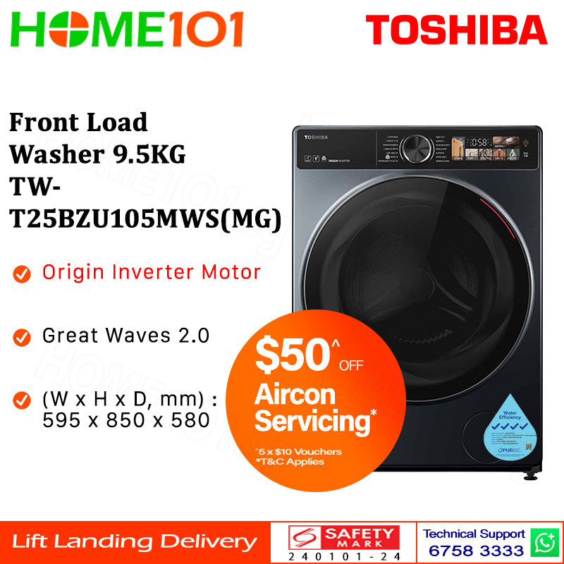 Toshiba Front Load Washer 9.5KG TW-T25BZU105MWS(MG)