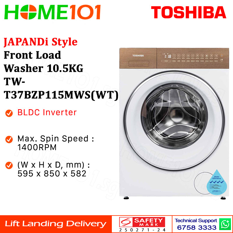 Toshiba JAPANDi Style Front Load Washer 10.5KG TW-T37BZP115MWS(WT)