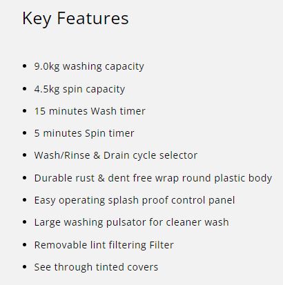 Tecno Top Load Semi- Automatic Washer (9kg) TWS 9090 | TWS9090