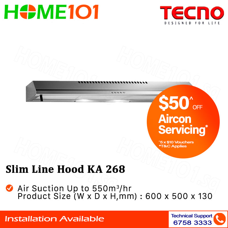 Tecno Slim Line Cooker Hood 60cm KA 268