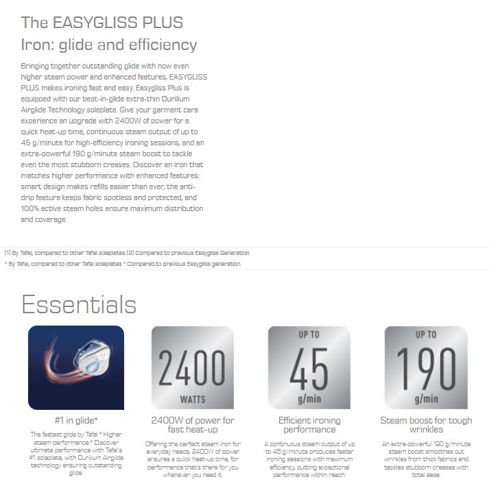 Tefal Easygliss Iron 2400W FV5715