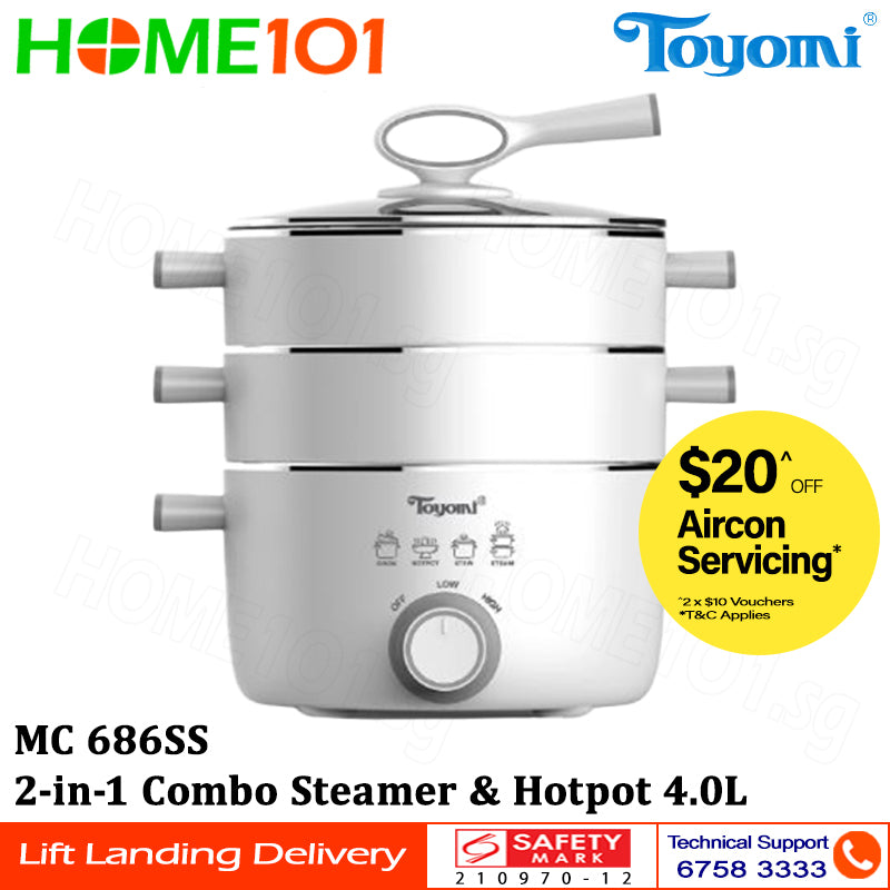 Toyomi 2-in-1 Combo Steamer & Hotpot 4.0L MC 686SS