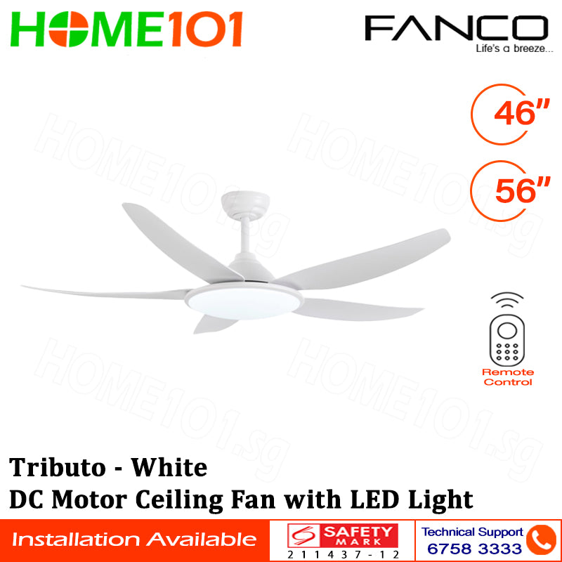 Fanco DC Motor Ceiling Fan with LED Light & Remote Control 46" / 56" Tributo