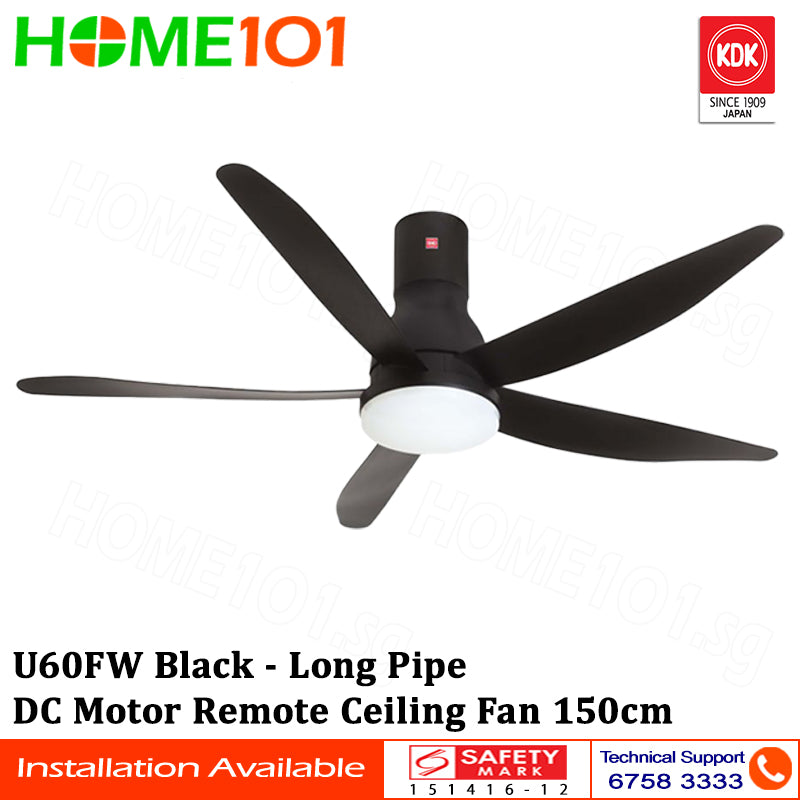 KDK DC Motor Ceiling Fan 150cm w/LED Light U60FWS / U60FWL